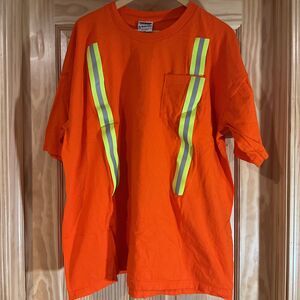 Retro Jensen Active Cotton Safety Shirt XXXL Orange Reflective Workwear Hi Vis